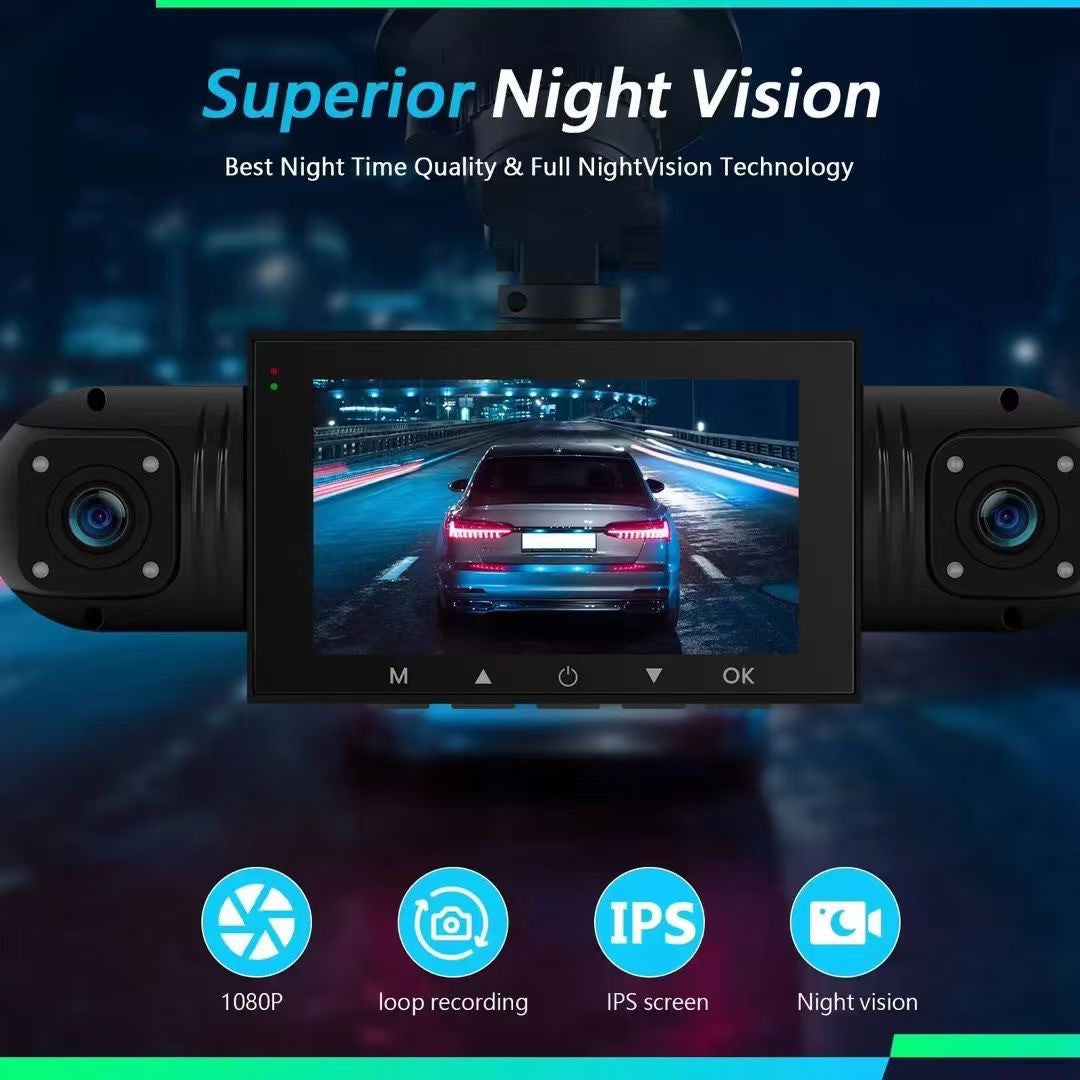 Dash Cam with Four Lenses1080P High-definition infrared night vision four-record simultaneous display dash cam DVR