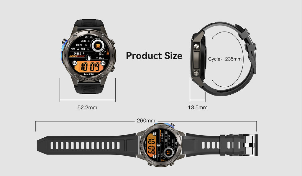 DM56Smart Watch1.52inch Bluetooth call heart rate pedometer sleep monitor GPS Positioning Three-Proof Sports