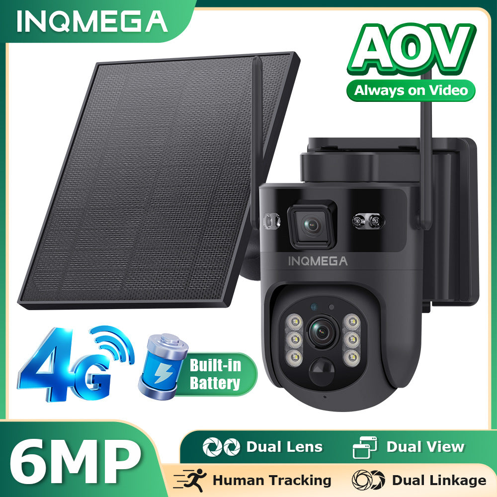 New Product aov Solar-powered Camera6MP High-definition full-color binocular camera with low power consumption for all-day recording