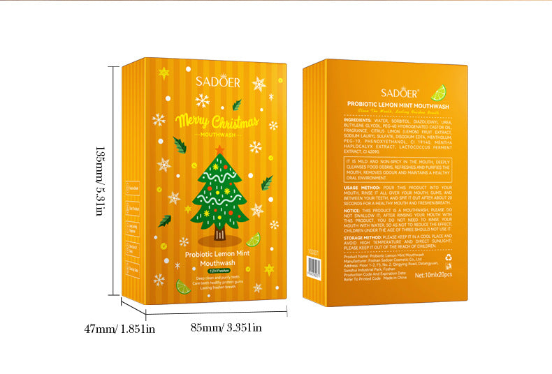 Christmas Probiotic Mouthwash SADOER Green Lemon Mint Oral Cleanser  Wholesale