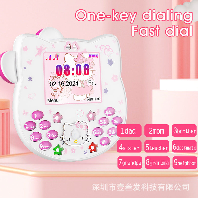 i168Mini Button Straight New Model Mini Hellokitty Small Phone Hot Sale Cartoon Cute