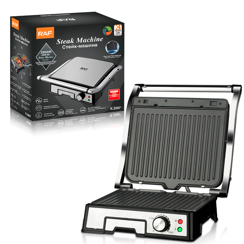 Exclusive for   Home Use Barbecue Sausage Grill Burger Steak Grill Machine Panini Grill Machine Detachable Tray Europe