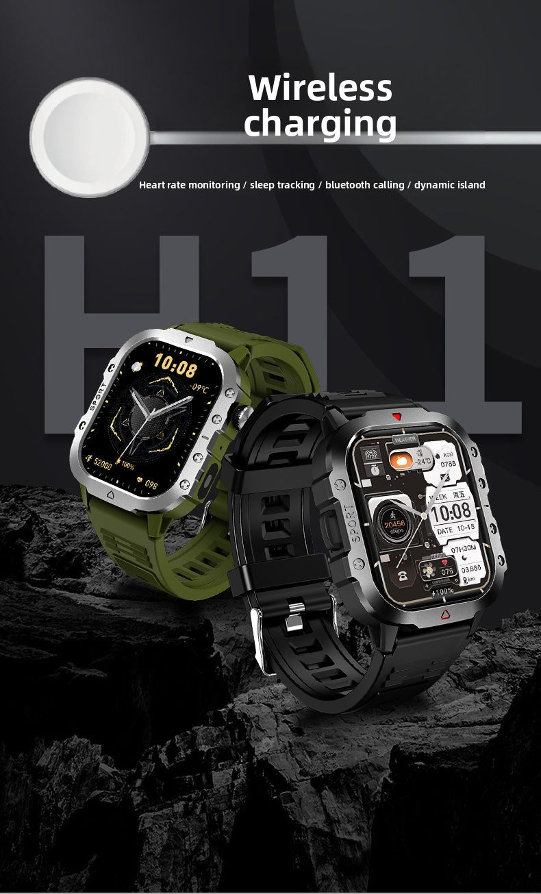 H11Smart Watch2.01inch Bluetooth Call Heart Rate Blood Sugar Smart Island Message Reminder Three-Proof Sports