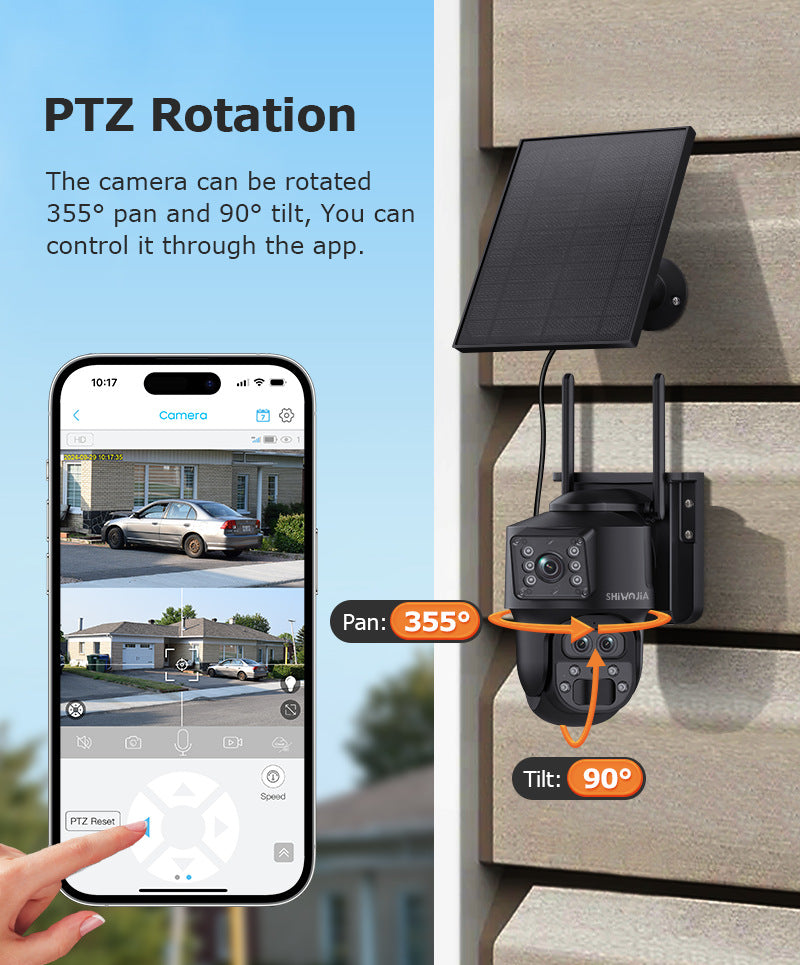 Outdoor4G Wireless HD Three Lens Solar Camera600Wan Remote Early Warning Fish Pond15Camera