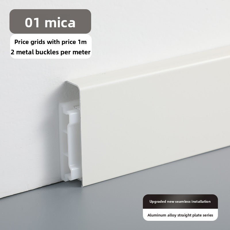 Trendy flat skirting board, thickened snap-on metal baseboard, ultra-narrow corner trim, aluminum alloy skirting board