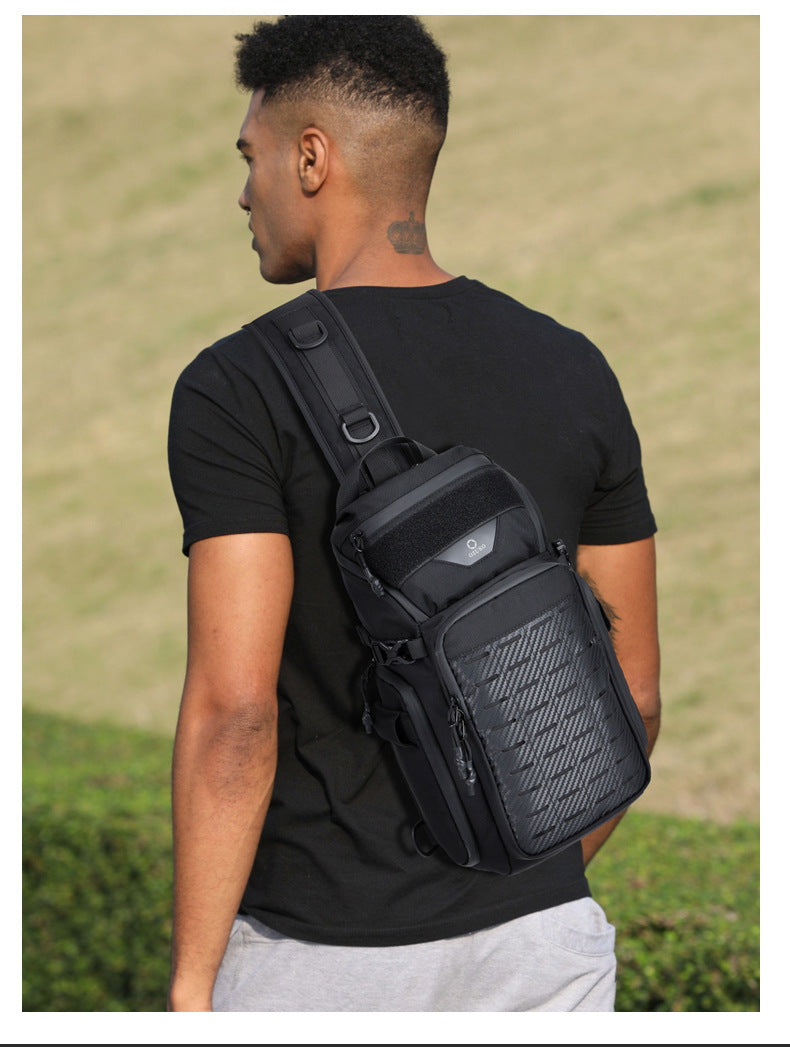 OZUKO Tactical Chest Bag Men's Crossbody Bag Waterproof Multifunctional Outdoor Portable Bag Cycling Trendy Shoulder Bag