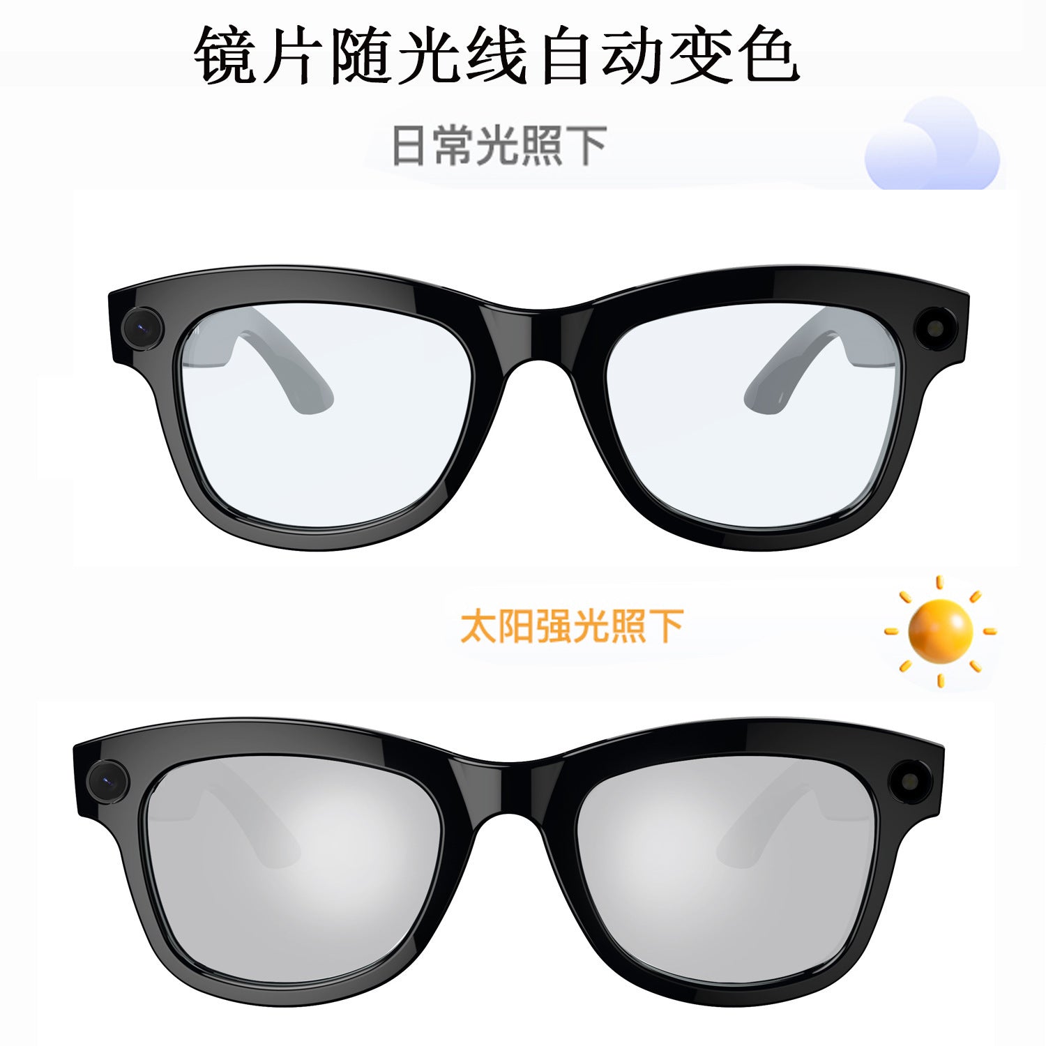 M01S Smart Glasses800100 Megapixel Camera with Image Stabilization1200P Video Recording AI Simultaneous Translation Character Recognition