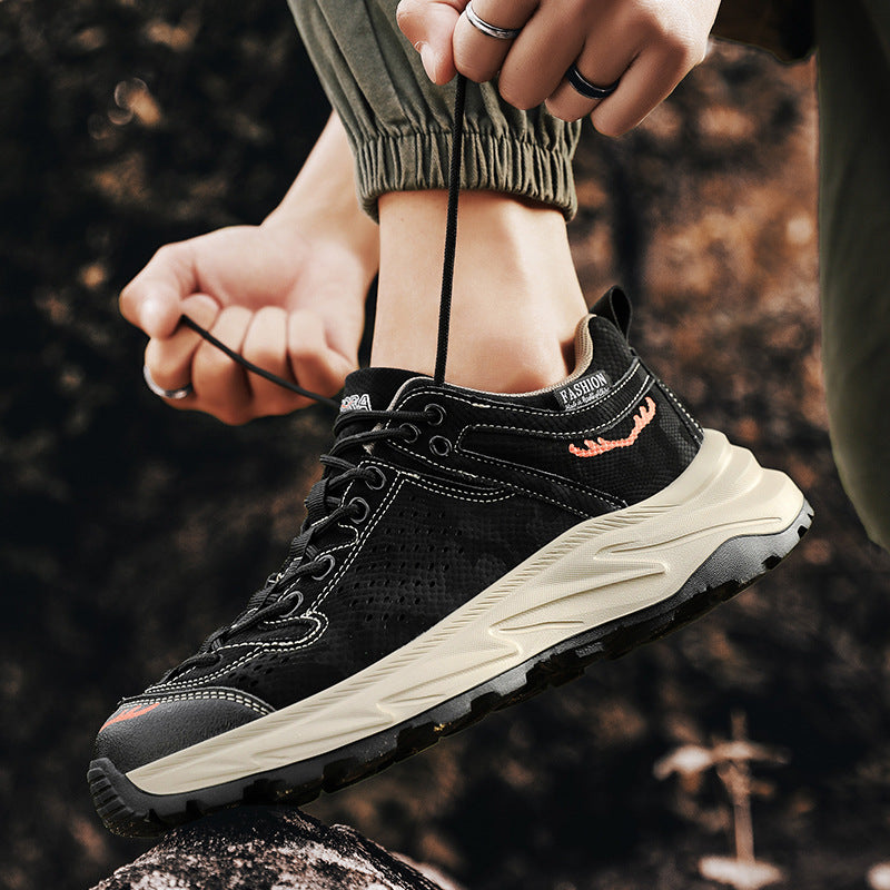 New Thick-Soled Height-Increasing Hong Kong Style Dad Shoes Trendy Retro Outdoor Non-Slip Hiking Shoes Sports Casual Shoes Men's Shoes