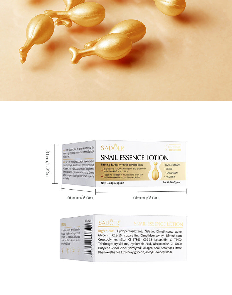 Capsule Essential Oil SADOER Snail Essence Milk Moisturizing and Rejuvenating Cream  Foreign Trade Wholesale