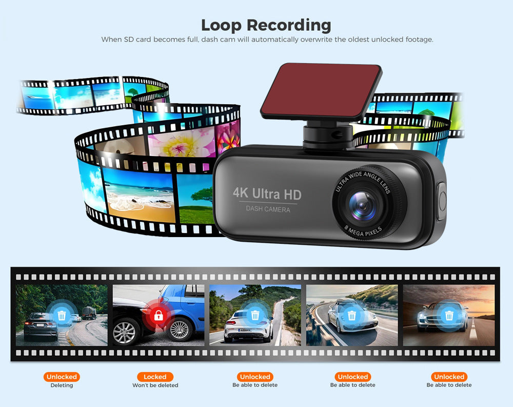 V26C4K Dual-lens Dash Cam HD Ultra Wide Angle Night Vision WiFi Front and Rear Double Recording GPS Car