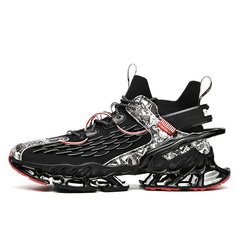 Chinese Style Men's Shoes Spring and Autumn Running Shoes Basketball Sports Shoes Ultra-light Shock-absorbing Breathable Running Blade Shoes Chinese Style Design