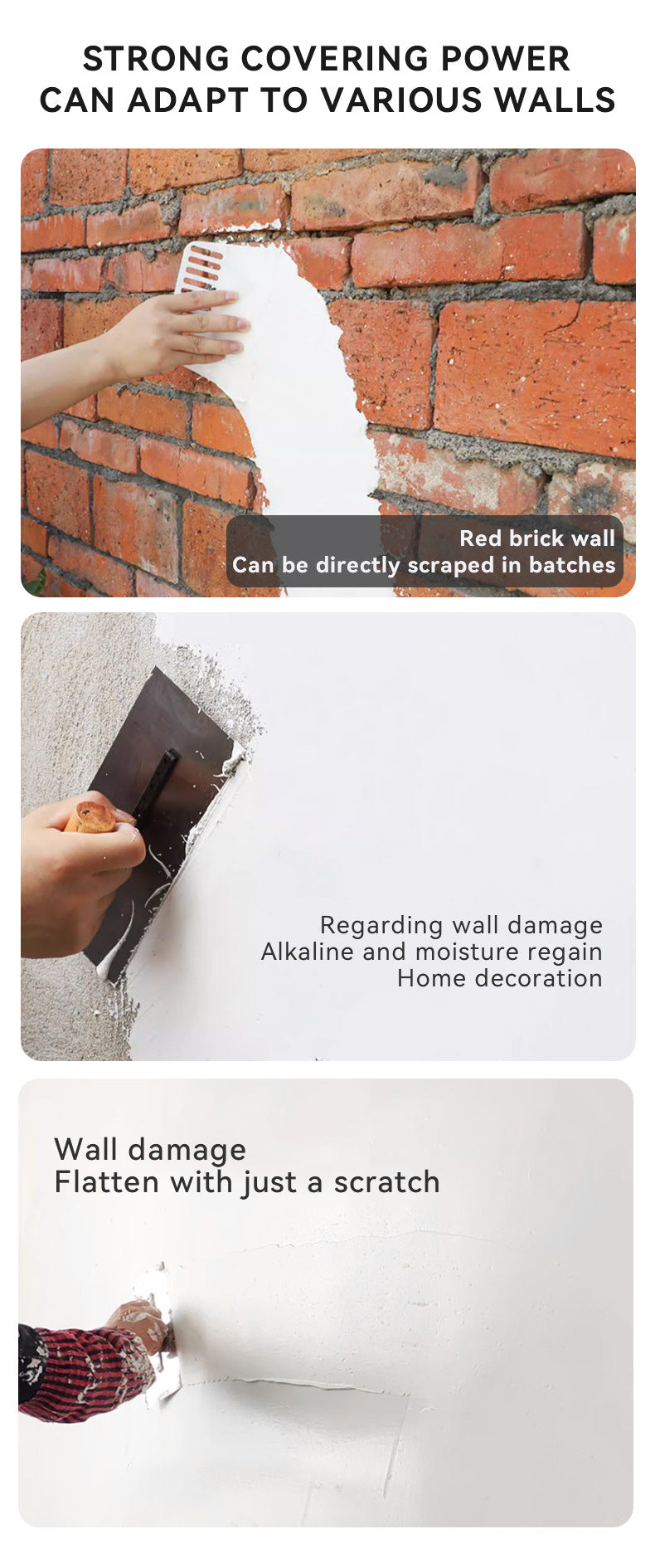 baolisi Home Wall Repair Paste Wall Nail Hole Crack Peeling Repair Paste Waterproof and Mildew Resistant White Putty Powder