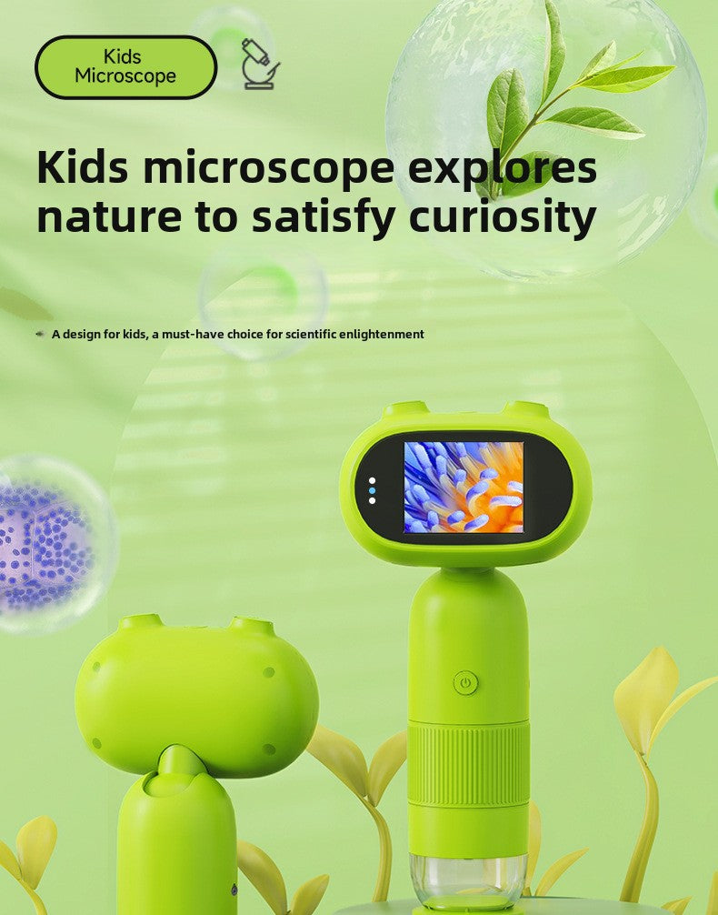 Cartoon High-Definition New Children's Digital Electronic Microscope with Screen Handheld Portable Magnifier Educational Gift In Stock