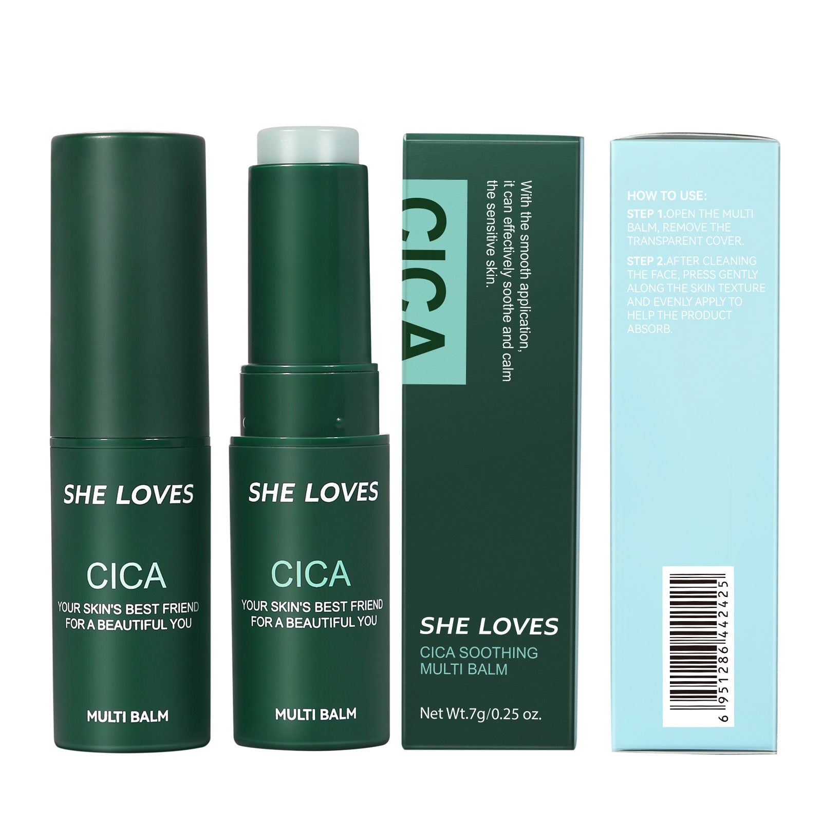 SHELOVES Centella Asiatica Essence Stick Soothing After-Sun Redness Sensitive Cooling Ice Hydrating No-Wash Essence Stick