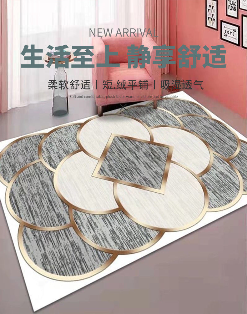 Crystal Velvet Carpet Full Coverage Living Room Non-Slip Coffee Table Rug Chinese Classical Home Bedroom Bedside Rug One Piece Dropshipping