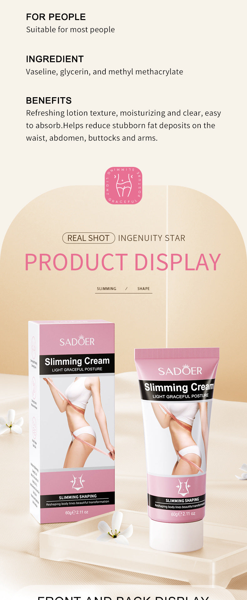 Slimming Cream SADOER Body Shaping Care Products  Foreign Trade Live Streaming Skincare Manufacturer Wholesale