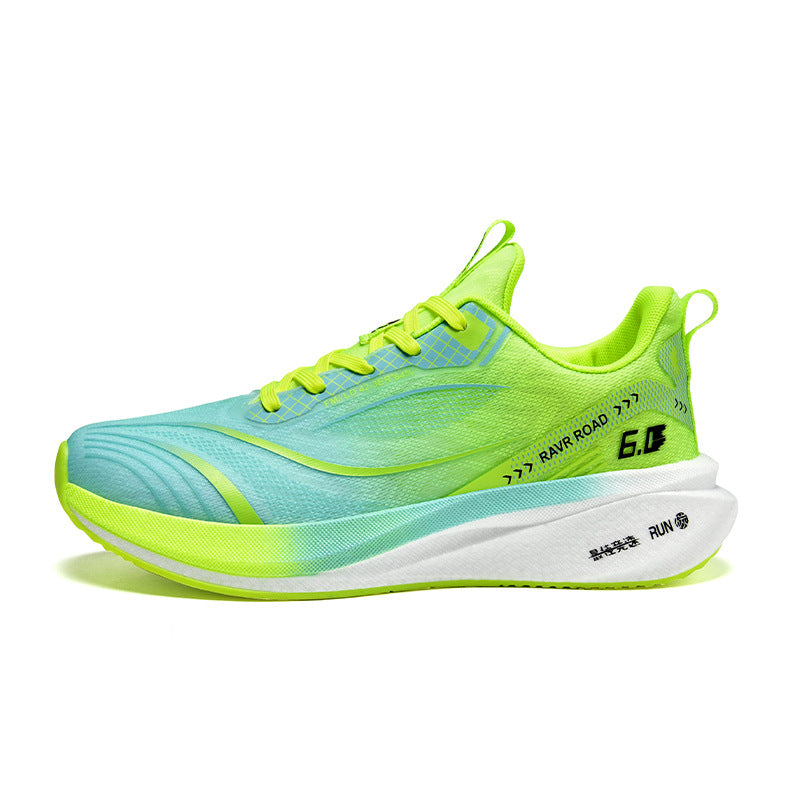 Summer New National Trend Sports Shoes Couple Breathable Student Running Shoes Popcorn Carbon Plate High Elastic Shock Absorption Men's Shoes