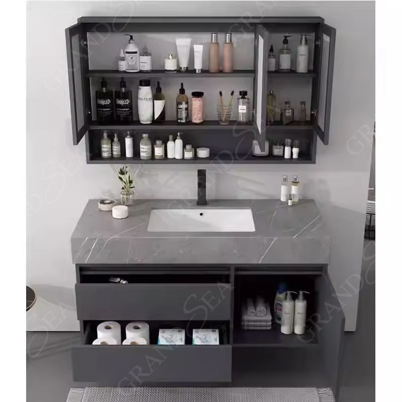 Bathroom Furniture Set Design Wall Hung Wooden Wholesale Price Modern Hotel Plywood Bathroom Vanities With Led Mirror Cabinet