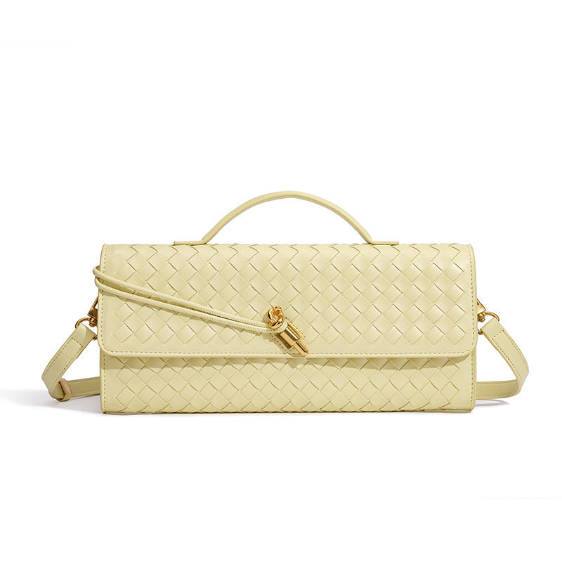European and American Niche Woven Single Shoulder Baguette Bag Fashion Horizontal Clutch Bag Organ Lady Crossbody Bag Long Bag