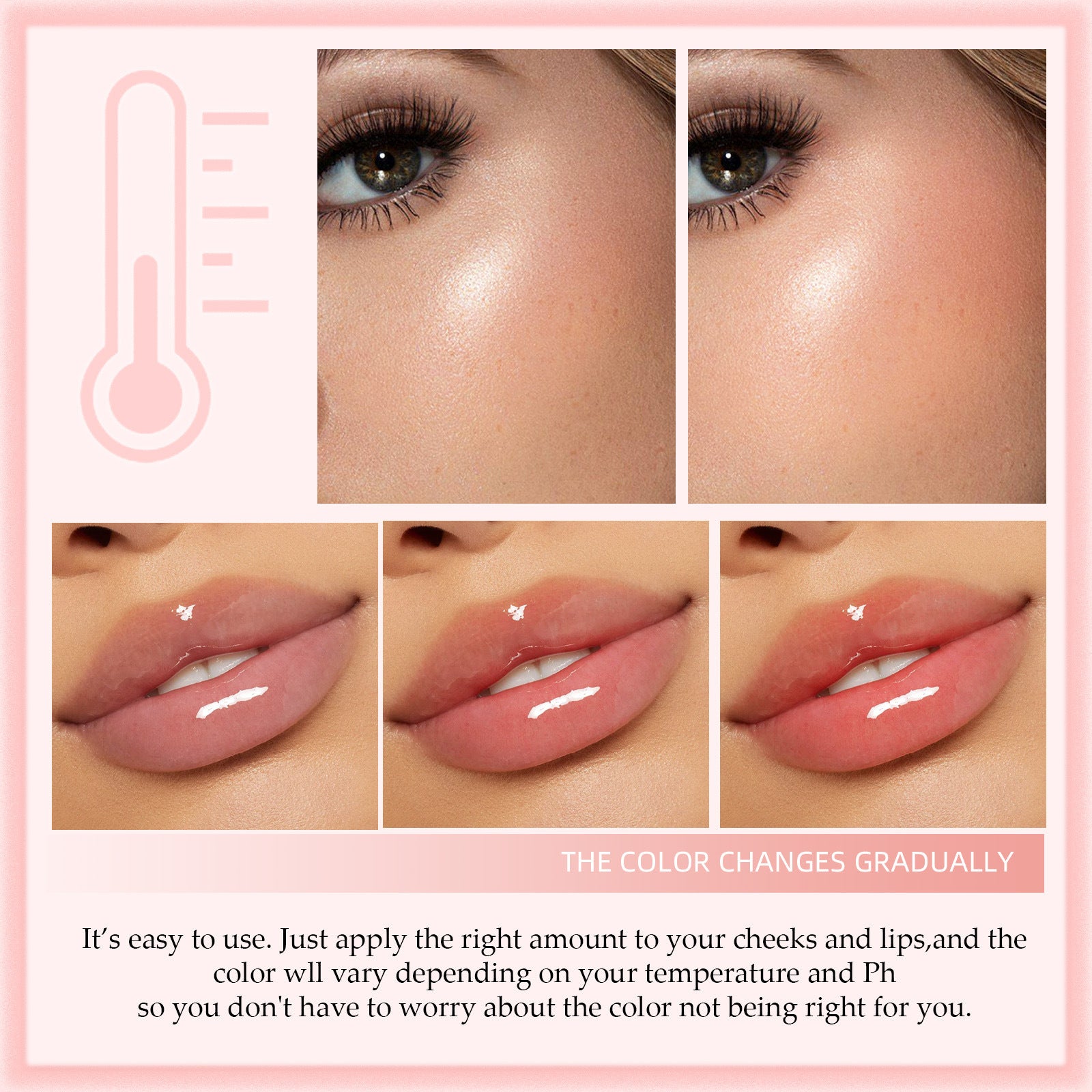 SHELOVES Color Changing Blush Cream Color-Chaning Blush Natural Nude Makeup Rouge Blush