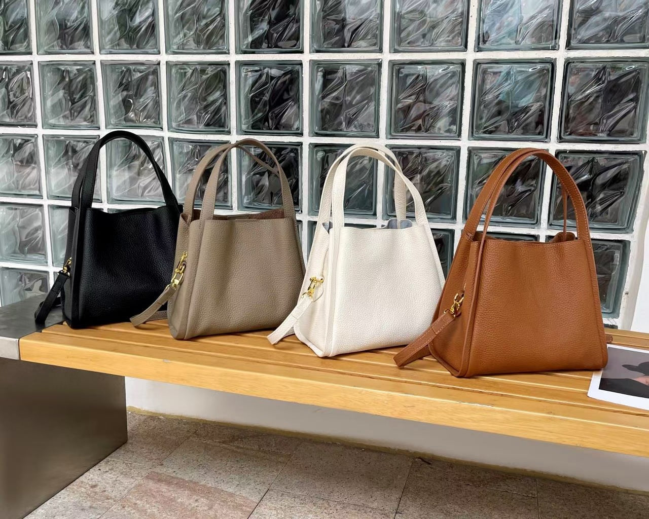 Genuine Leather Basket Bag Handheld Bucket Bag Women's Winter Crossbody Bag Large Capacity Top Layer Cowhide Bucket Style