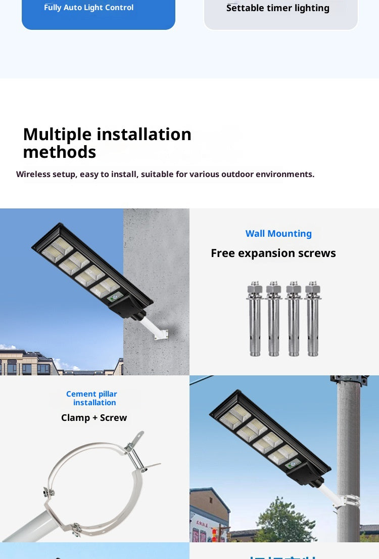 Solar Outdoor Garden & Road Lights IP65 Waterproof LED High Pole Mount with Aluminum Construction