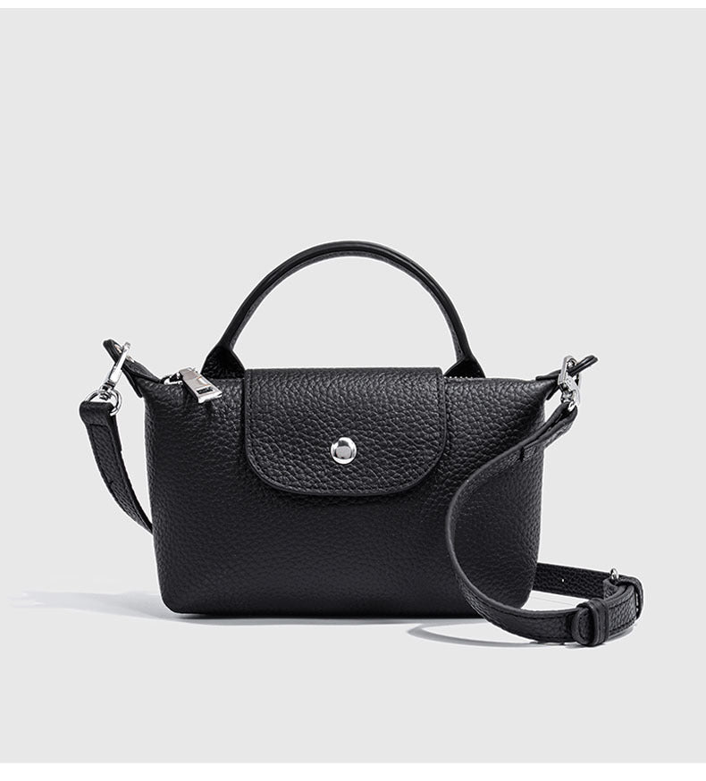 First Layer Cowhide Dumpling Bag Casual Genuine Leather Phone Bag for Women Summer Crossbody Bag Versatile Lightweight Walking Small Bag