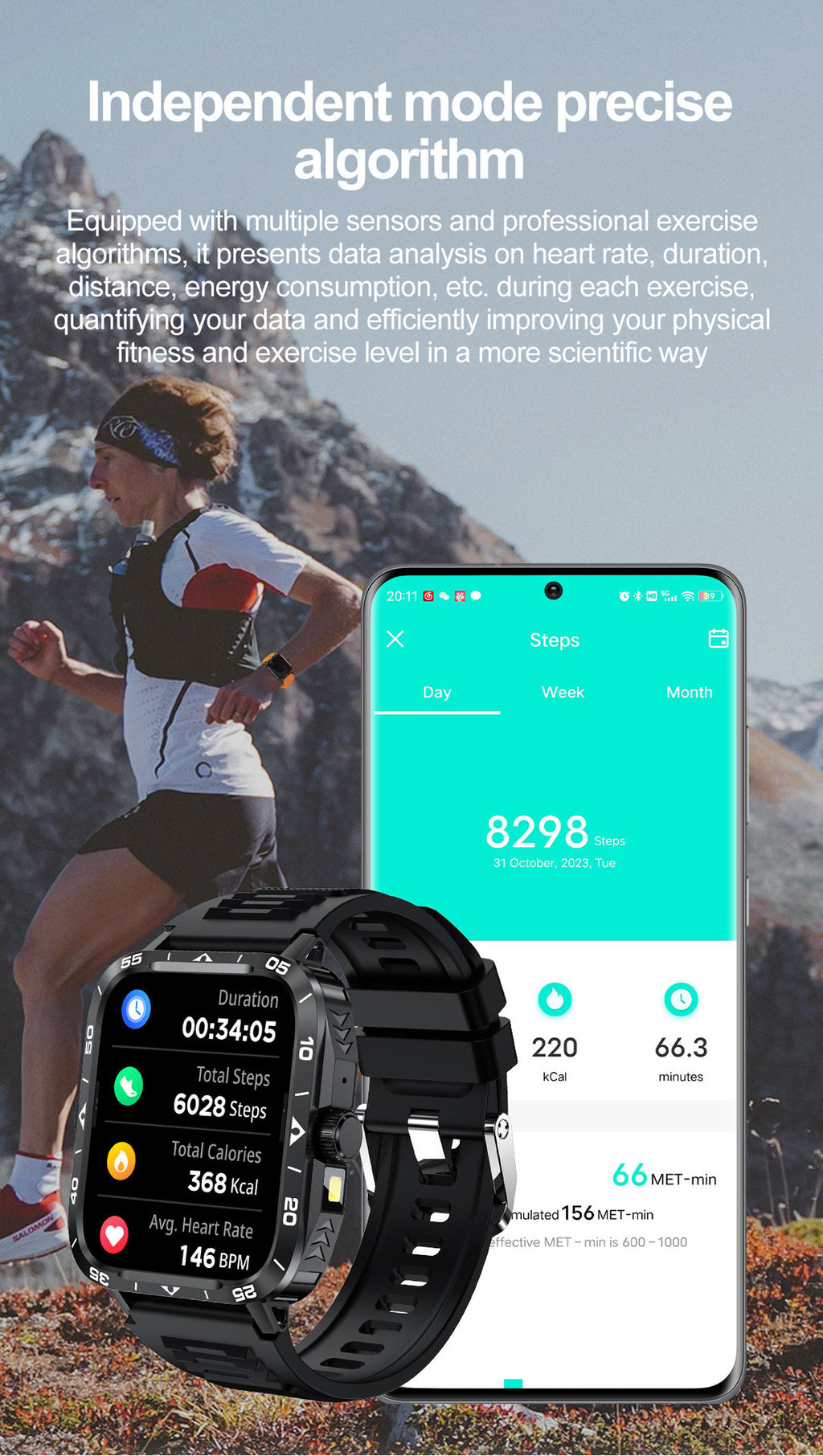 ZW59Smart Watch Bluetooth Call True Heart Rate Step Sleep Monitoring Blood Pressure Message Reminder Flashlight Sports