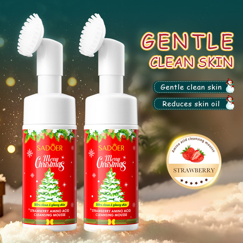 Christmas Strawberry Amino Acid Cleansing Mousse SADOER Cleansing facial cleanser  foreign trade wholesale