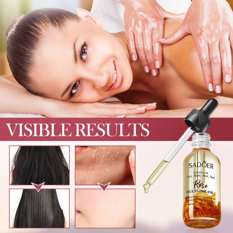 Rose Dried Flower Multi-effect Massage Oil SADOER Moisturizing skin body essential oil cross-border foreign trade wholesale