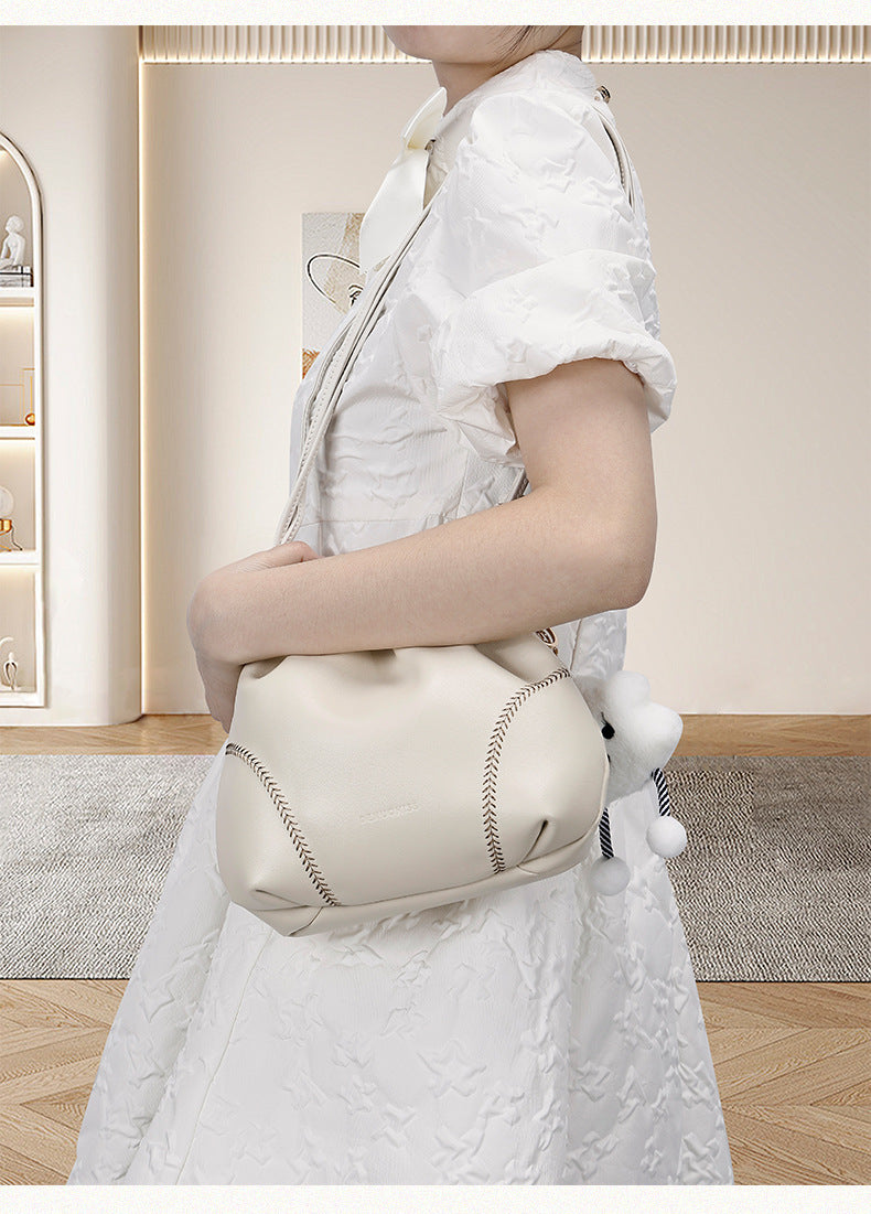 Minimalist silver Small Bag for Women2024Summer New Drawstring Bucket Bag Fashionable Versatile Chain Crossbody Bag