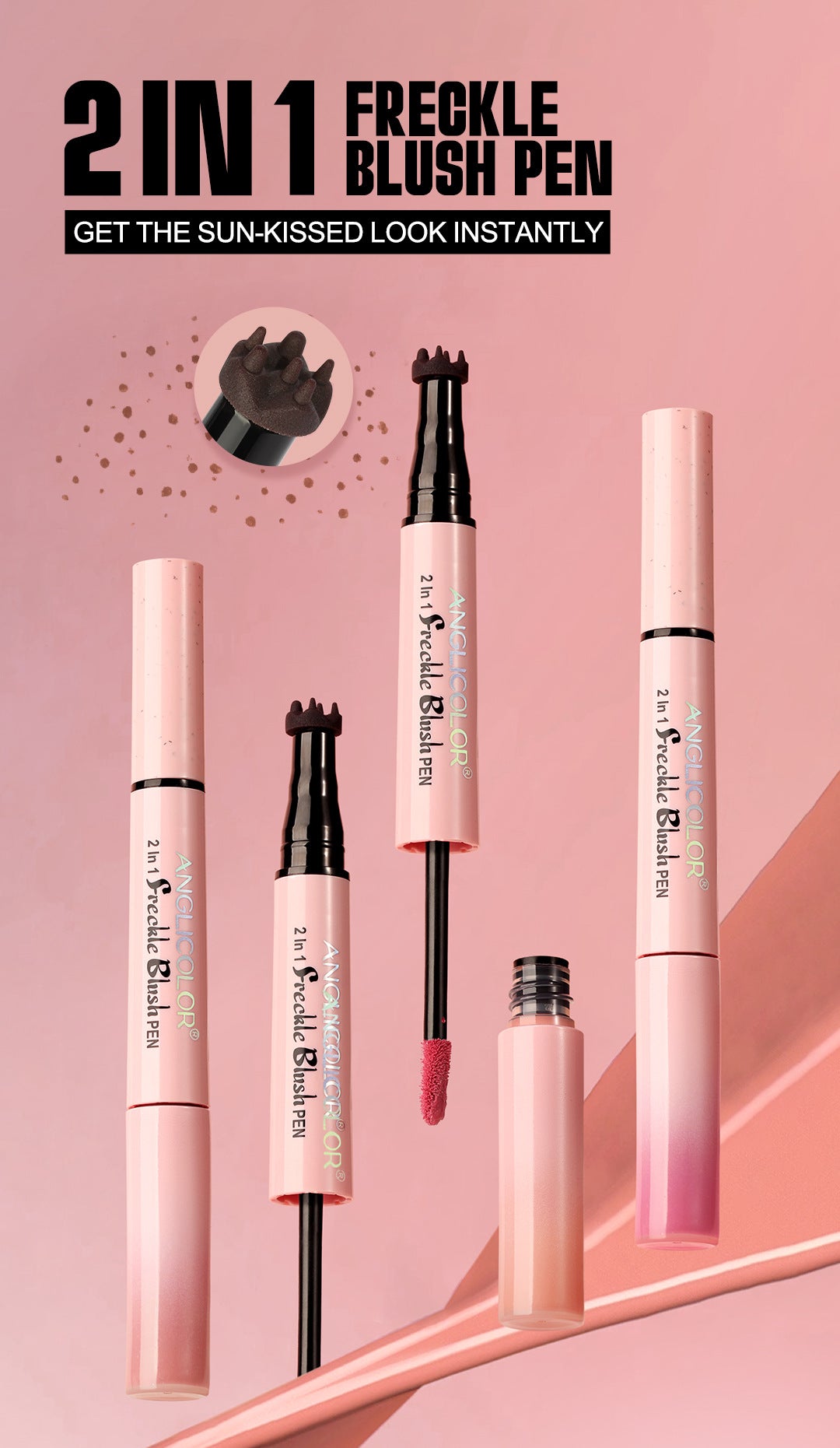 Dual-Head Freckle Pen Blush Liquid Two-in-One Natural Spot Enhancer Waterproof Long-Lasting Mole Spot Pen