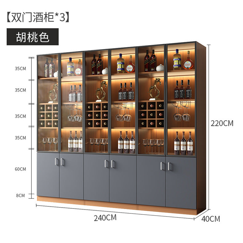Glass Wine Cabinet for Living Room, Wall-Mounted, Modern Minimalist, Light Luxury, Double-Door Wine Cabinet, Home Dining Side Cabinet, High-End Display Storage Cabinet