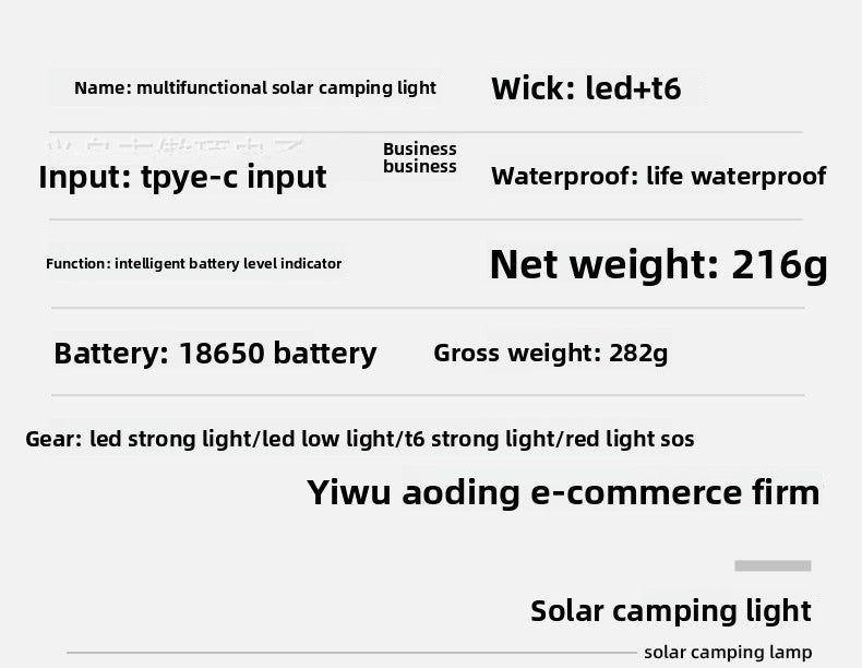Multifunctional Solar Ultra Bright36LED Hand-cranked Tent Light Outdoor Camping Light Camping Light Power Outage Emergency Lantern
