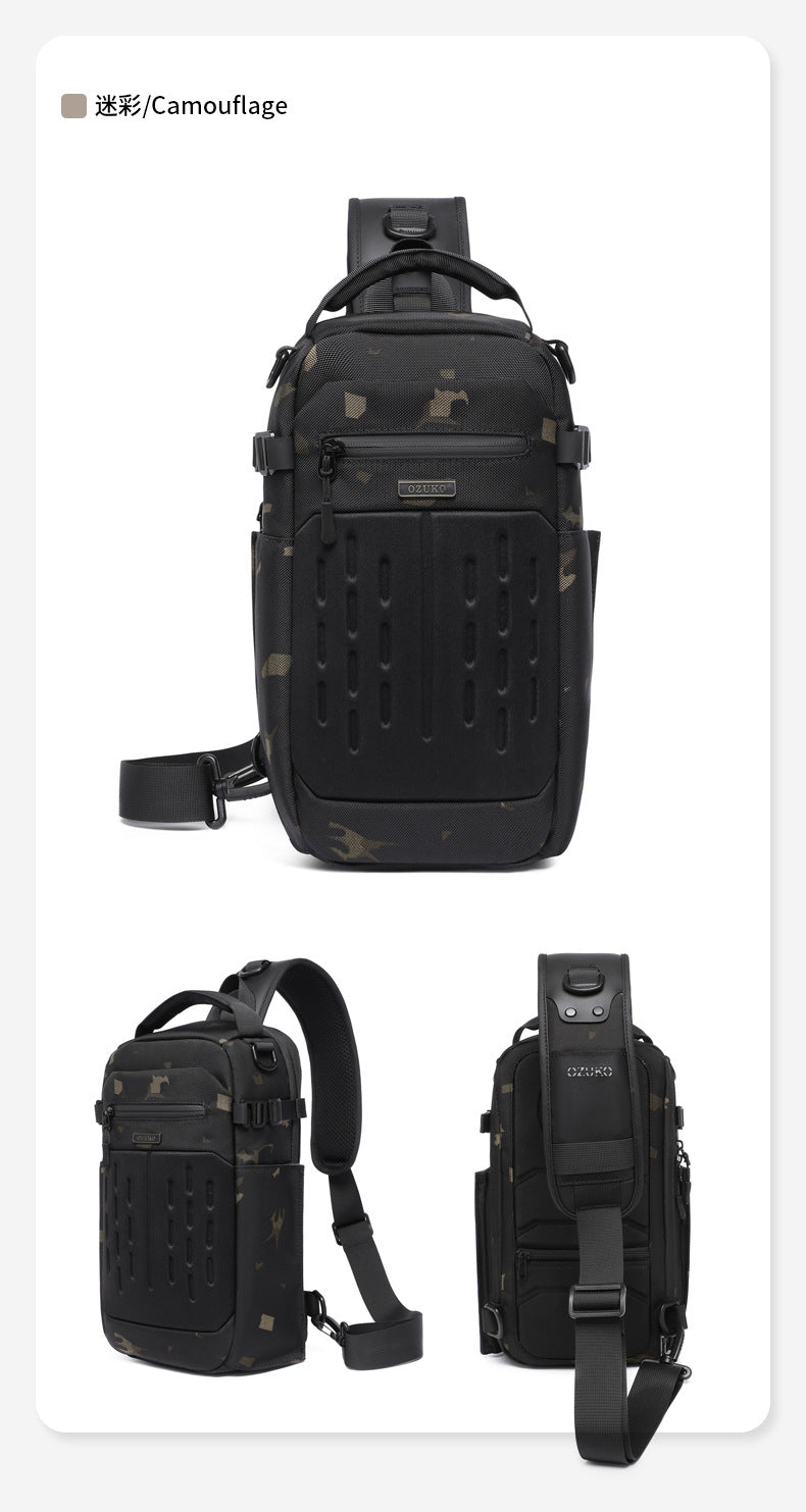 OZUKO Men's Chest Bag Waterproof Multifunctional Crossbody Bag Trendy Portable Small Backpack Large Capacity Single Shoulder Men's Bag