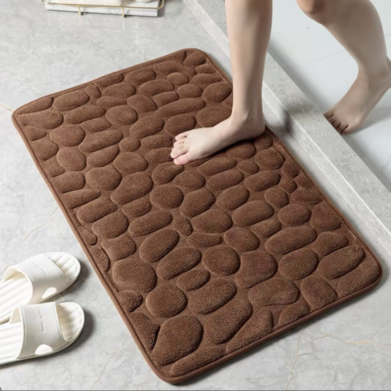 Bathroom Floor Mat Pebble Embossed Entrance Door Mat Absorbent Foot Mat Toilet Quick-Dry Non-Slip Rug