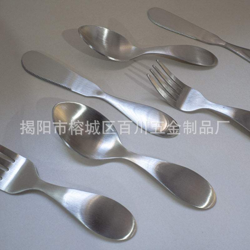 1-5Recommended for One-Year-Olds: Short Wide-Handle Toddler Spoon for Kindergarten, Milk Powder, Dessert Spoon, and Fork304Stainless Steel Dinner Knife