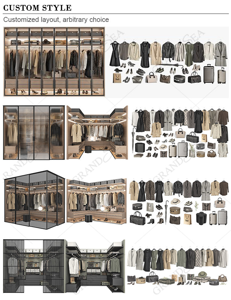 Best Selling in 2024 Luxury Bedroom Wall Wardrobe Design Custom Glass Door Wardrobe Bedrooms Walk in Closet