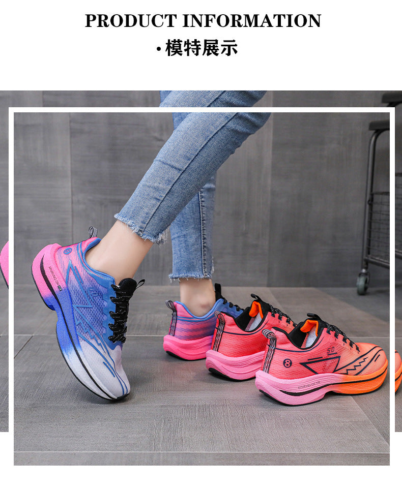 Carbon Plate Running Shoes Mesh Ultra-light Breathable Sports Shoes Men Couple All-match Casual Popcorn Running Shoes Breathable Lightweight