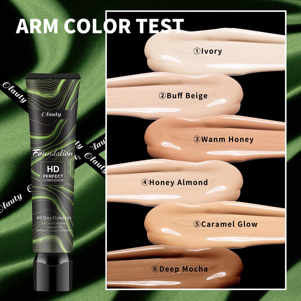 Olauty Liquid foundation waterproof sweatproof moisturizing non-cakey concealer even skin tone natural look makeup