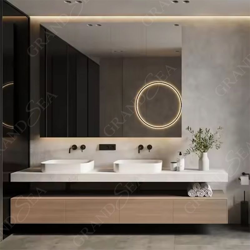 Modern Wood Bathroom Vanities Double Sink Waterproof Bathroom Cabinet