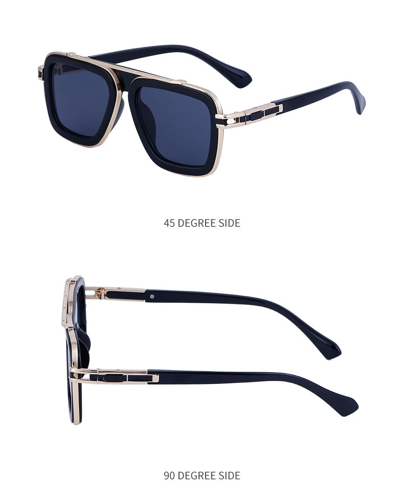 European and American Retro Square Frame Sunglasses for Men, Trendy European and American Punk Style, Internet Celebrity Same Style Sunglasses for Women ins Wind shades