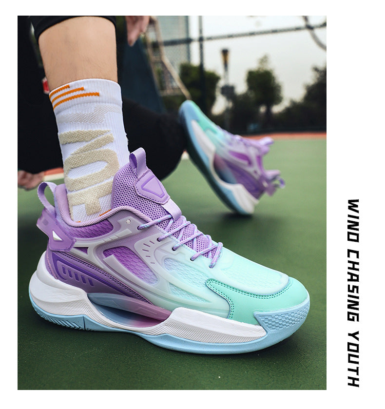 Four Seasons New Luminous Mesh Breathable Men's Shoes Casual Trendy Basketball Shoes High Elastic Cushioning Wear-Resistant Non-Slip Sports Shoes