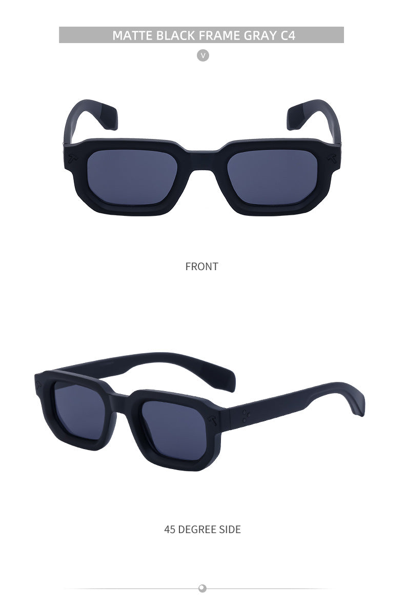 New European and American Fashion Square Frame Sunglasses for Men, Simple Personality Black Frame Glasses sunglasses