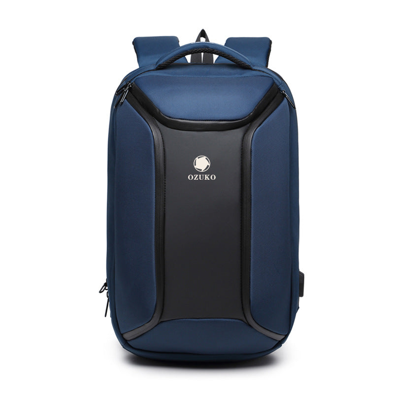 ozuko New Men's Business Backpack School Bag Student Multifunctional Computer usb Waterproof Korean Style Backpack