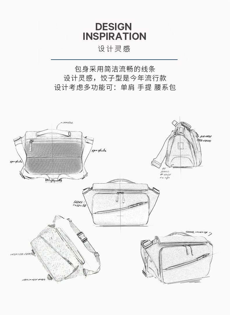 OZUKO Men's Messenger Bag Functional Trendy Brand Large Capacity Sports Waterproof Crossbody Shoulder Commuting Travel Small Backpack