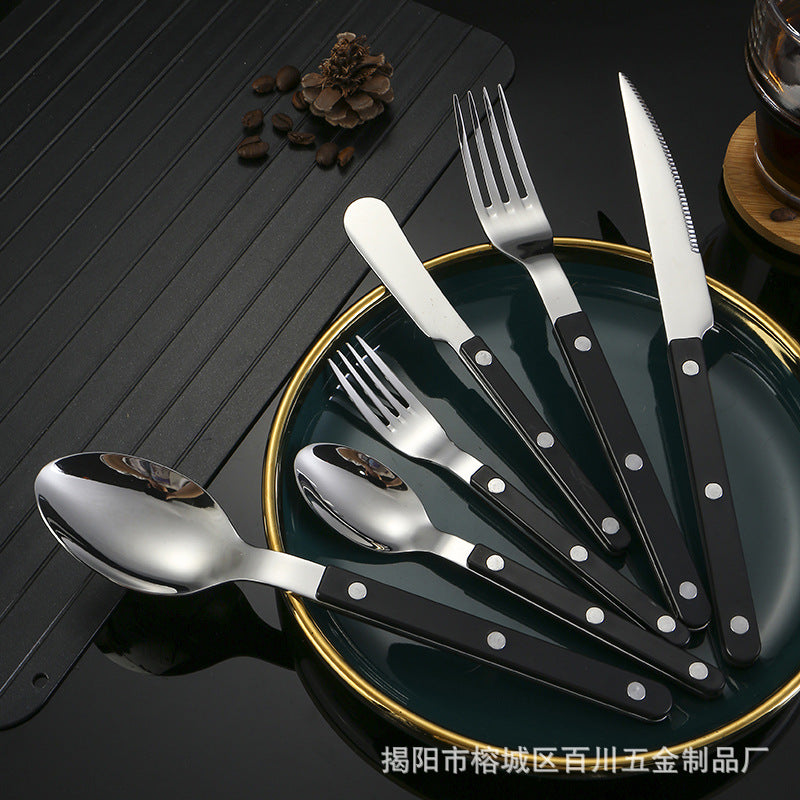 Stainless Steel Knife, Fork, and Spoon Three-Piece Set ins Wind Tableware Set Knife and Fork Cream Style Steak Western Knife and Fork Set