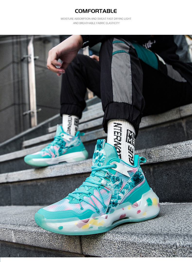 2025New National Era Men's Shoes Fashion Sports Shoes Youth High Elasticity Cushioning Anti-Slip Wear-Resistant Trendy Basketball Shoes