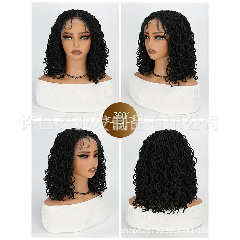 Cross-border Synthetic Hair Wigs European and American Style Small Curls Afro Braid Wig African Dirty Braids Crochet Hair Extensions Full lace Headgear