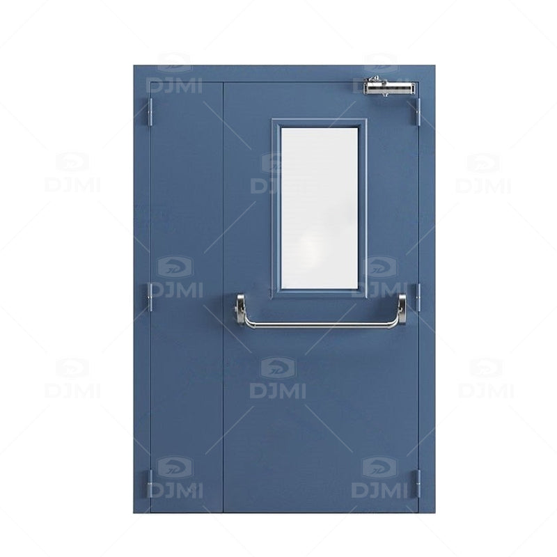 Cheap Price Fire Rated   With Stainless Steel Handle Single Leaf Security Fireproof Metal Door Certified Exit Gate Steel Door